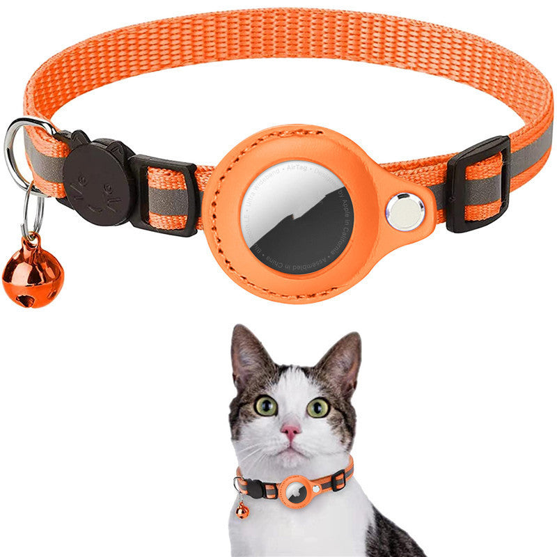 Reflective Waterproof AirTag Pet Collar – Nylon Protective Holder for Dogs & Cats