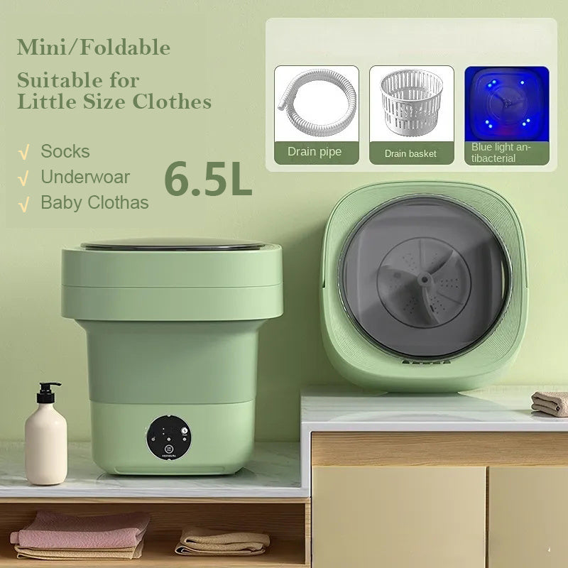 Portable Mini Washing Machine – Foldable, Compact Washer for Small Clothes, Socks & Underwear with Energy-Efficient Design