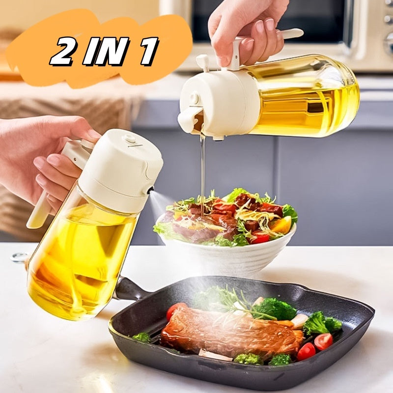 Olive Oil Sprayer for Cooking – 2-in-1 Glass Dispenser for Air Fryer, BBQ, Vinegar & Soy Sauce