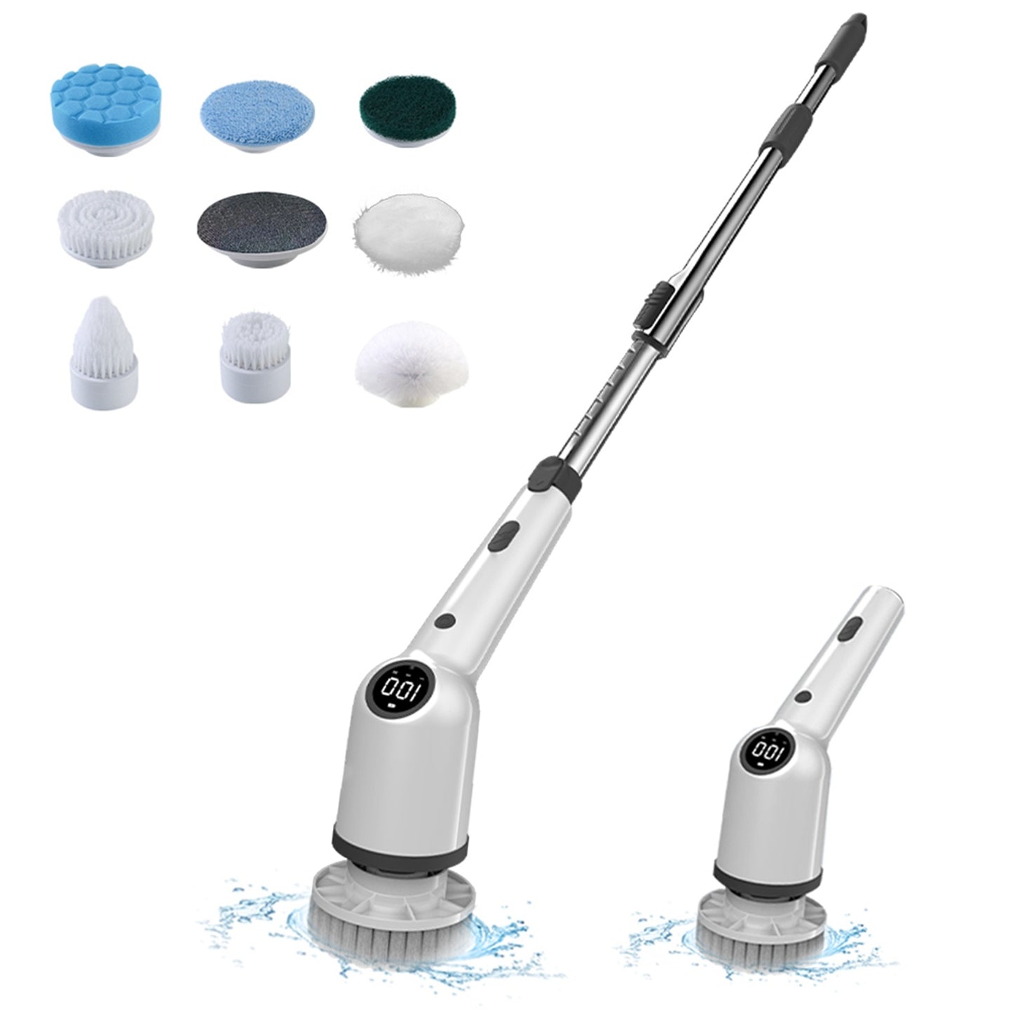 Cordless Electric Spin Scrubber – 360° Power Brush with 8 Heads
