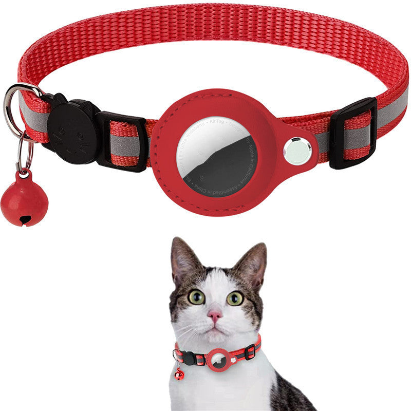 Reflective Waterproof AirTag Pet Collar – Nylon Protective Holder for Dogs & Cats