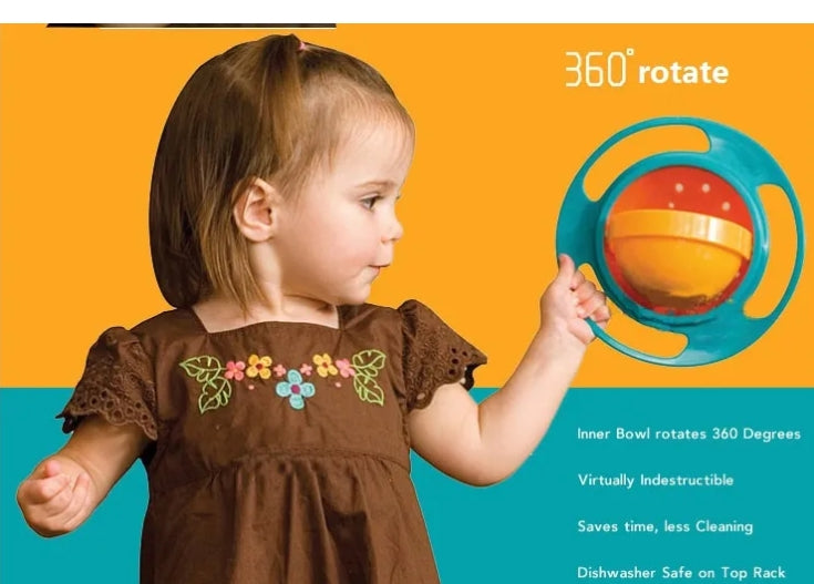 360° Spill-Proof Rotating Baby Bowl – Gyro Design for Kids