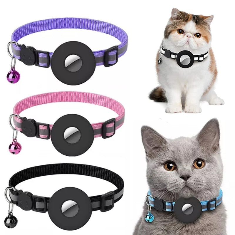 Reflective Waterproof AirTag Pet Collar – Nylon Protective Holder for Dogs & Cats