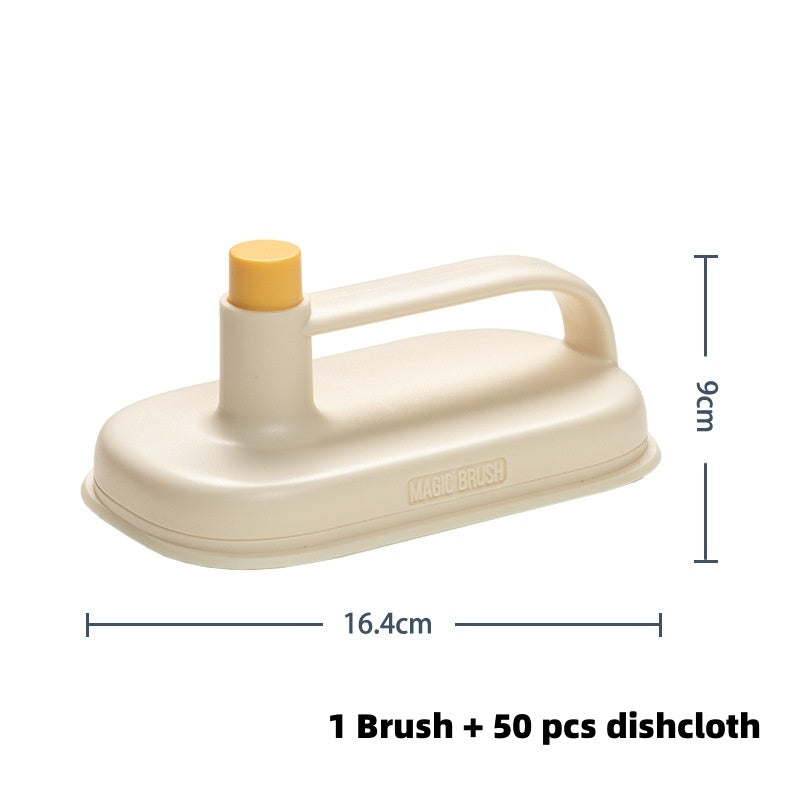 Magic Disposable Cleaning Brush with 50 Refill Rags – Hands-Free, Multi-Surface Dust & Pet Hair Remover