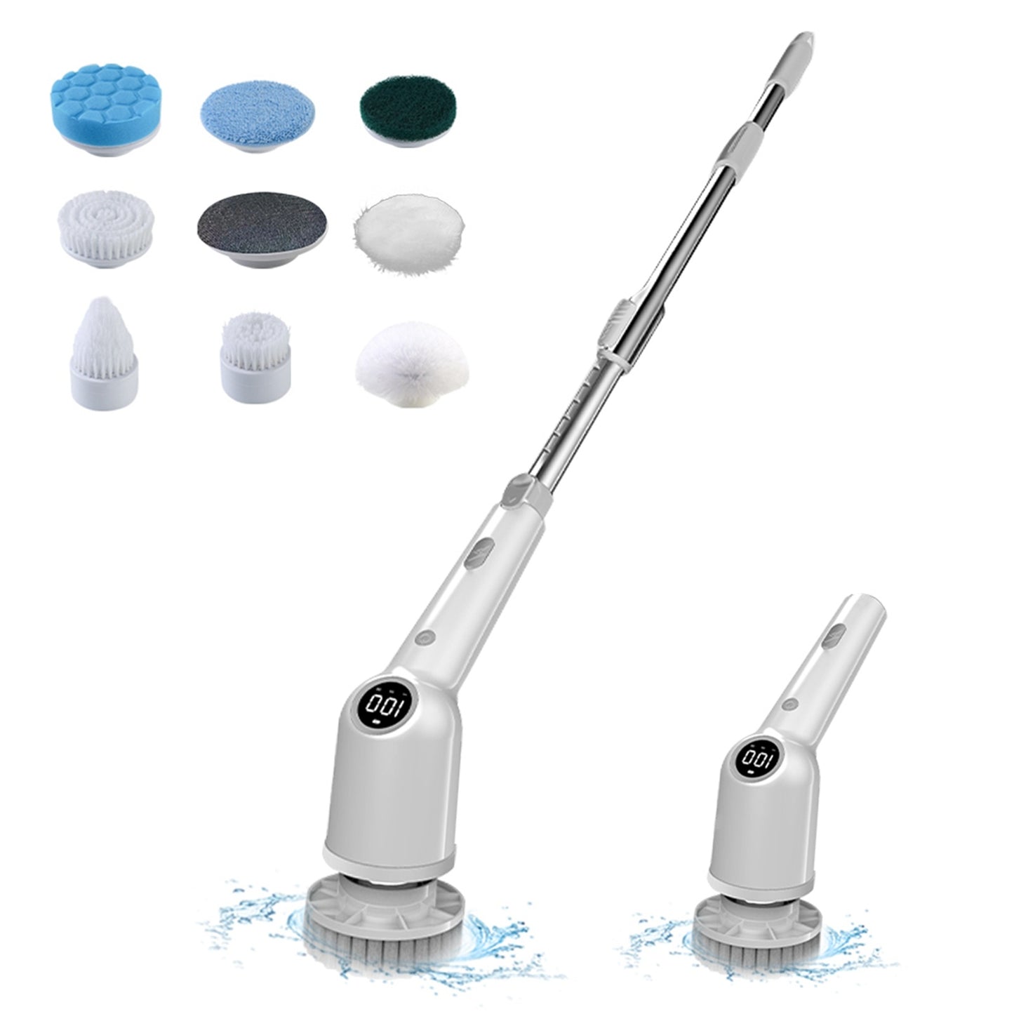 Cordless Electric Spin Scrubber – 360° Power Brush with 8 Heads
