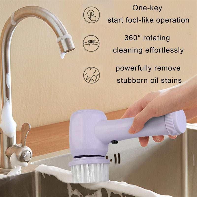 4-in-1 Electric Cleaning Brush – Cordless Handheld Spinning Scrubber, Portable & Rechargeable for Deep Cleaning