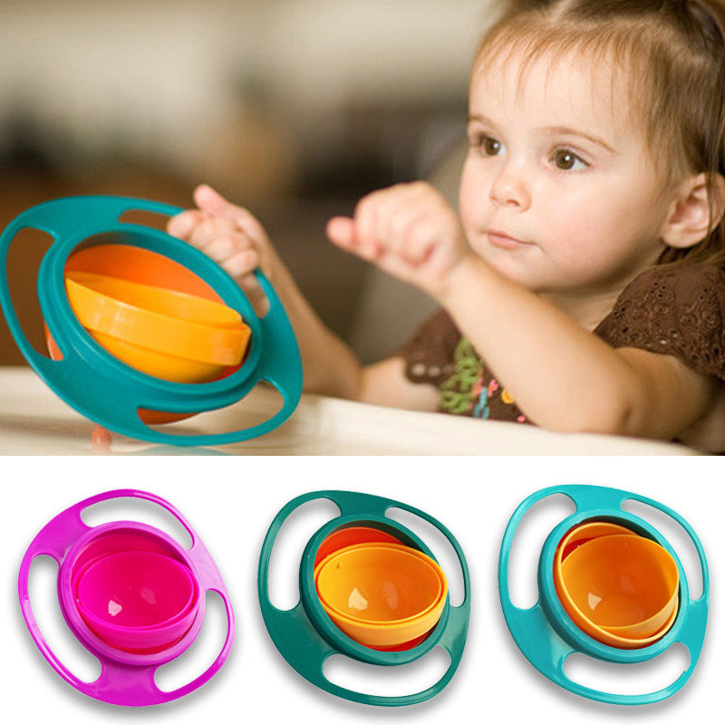 360° Spill-Proof Rotating Baby Bowl – Gyro Design for Kids
